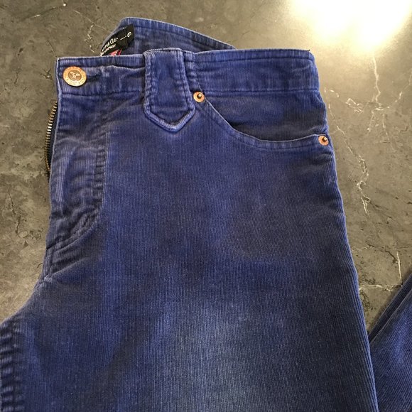 Vintage 90s Rampage Navy Velvet Low Rise Bootcut Jeans, Size 9 - Picture 4 of 16